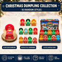 Jouets en peluche de Noël Southpeak : Ensemble de 10 peluches souples en forme de boulettes de raviolis, rembourrées en coton PP, en boîte de présentation, vente en gros, cadeau