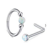 20G Cincin Hidung Studs 316L Baja Tahan Karat Bedah Bentuk L Tulang Zirkonia Kubik Hati Corkscrew Perhiasan Tindik Hidung