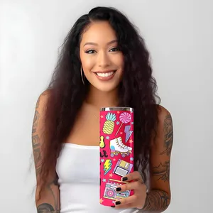 Autocollants de transfert DTF UV imperméables prêts à appliquer pour gobelets, motif Femme Noire Priante, 20OZ, pour gobelets droits et fins - Product Image 3