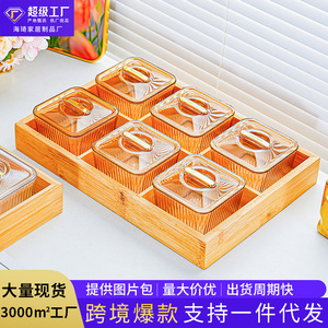 Plato para Frutos Secos de Seis Compartimentos con Tapa de Plástico, Rectangular, Tamaño L, para Guardar en Fiestas - Product Image 5