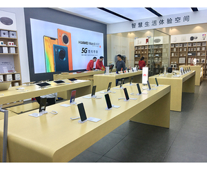 Mesas de madera de chapa natural, tamaño personalizado, apertura de nueva tienda, diseño interior, fabricación de <span class=keywords><strong>materiales</strong></span> de tienda de teléfono - Product Image 2