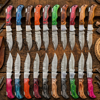 Couteau de poche pliant en acier Damas de haute qualité, manche en bois Pakka, application tactique de survie, verrouillage arrière, 58 HRC, garantie 3 ans