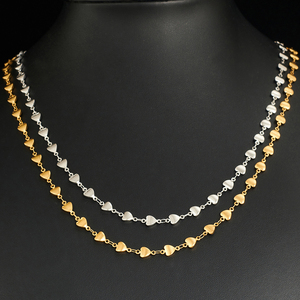 Collier ras du cou fin en acier inoxydable de 6 mm de large avec chaîne à maillons en forme de cœur pour femme, couleur or/argent, accessoires de bijoux en métal - Product Image 3