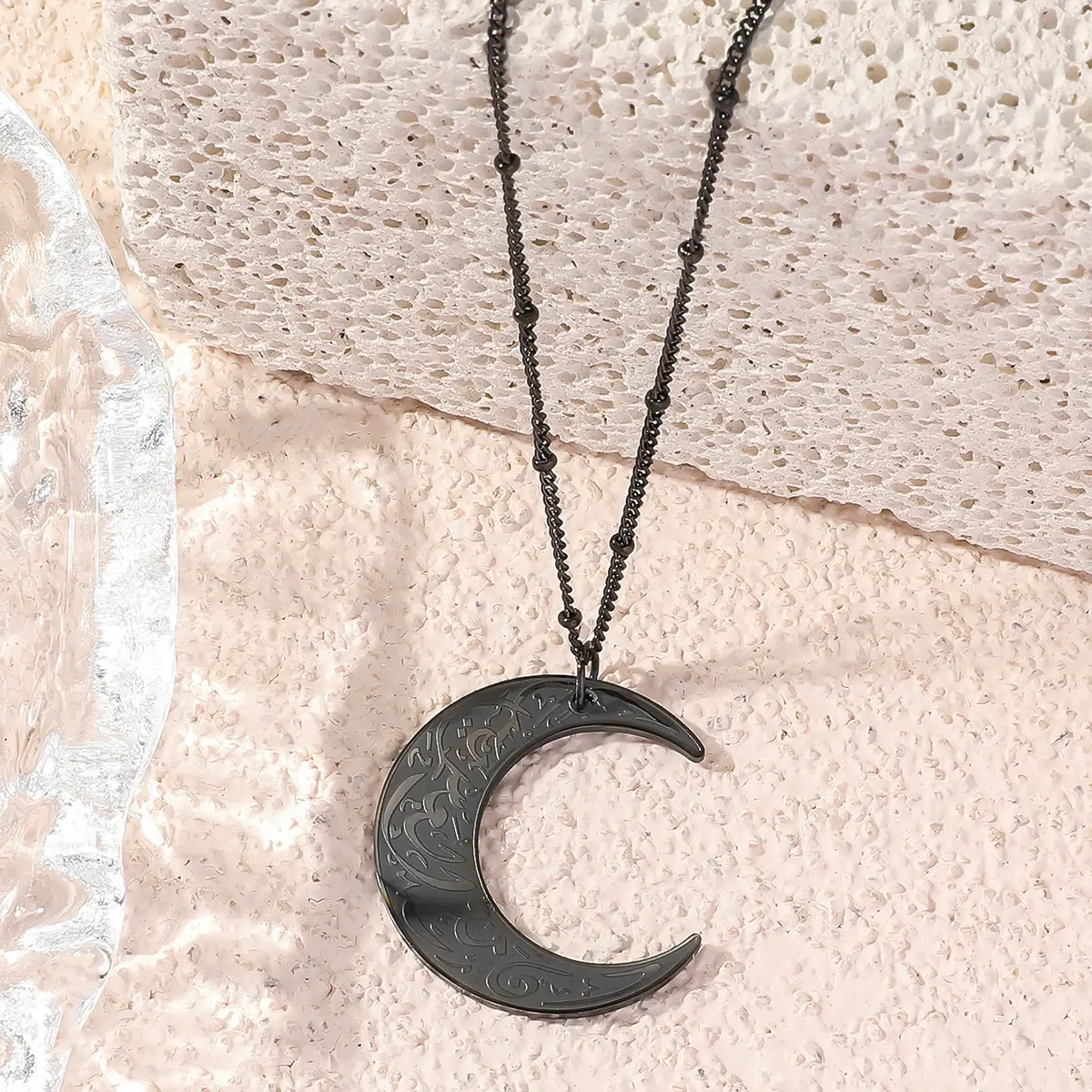 Edelstahl Wahrlich mit Härten Mondhalbmond muslimisch islamischer Ayatul Kursi arabischer Koran-Verse Geduld-Halsband 18K Gold