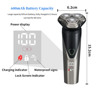 Fabricante OEM/ODM, Afeitadora Rotativa 3D para Hombre, Triple Cuchilla, Recargable, Impermeable, Inalámbrica, Pantalla LED, Motor de 9000 RPM - Product Image 4