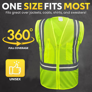 Nouveaux gilets de sécurité haute visibilité en maille respirante pour le travail en extérieur, la construction, réfléchissants, jaunes fluorescents - Product Image 1