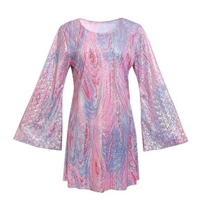 Robe rétro à sequins à manches longues, costume de cinéma et de télévision, robe de soirée tie-dye rétro, costume de performance pour Halloween - Product Image 3