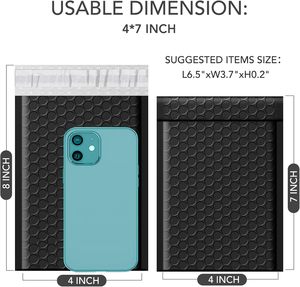 Enveloppes à bulles 4x8 pouces, lot de 50 enveloppes d'expédition rembourrées avec une taille utilisable de 4x7 pouces, sacs d'expédition imperméables et rembourrés - Product Image 4