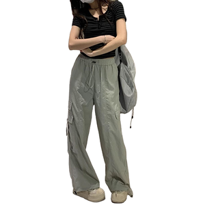 <span class=keywords><strong>Pantalon</strong></span> <span class=keywords><strong>cargo</strong></span> pour <span class=keywords><strong>femme</strong></span> de haute qualité, avec cordon de serrage, grandes poches, coupe droite, <span class=keywords><strong>pantalon</strong></span> ample d'été, <span class=keywords><strong>pantalon</strong></span> jogger à jambes larges, <span class=keywords><strong>pantalon</strong></span> en denim énergétique - Product Image 2