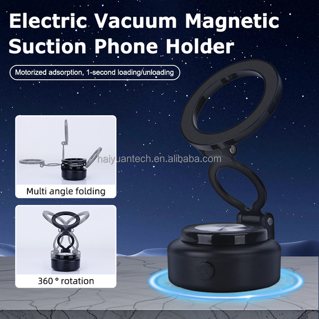 Electric Vacuum Magnetic Suction Cup Phone Mount 360°Adjustable Foldable Desktop Cell Phone Stand for Kitchen/Car/Mirror/Shower