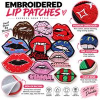 Patch brodé thermocollant ou à coudre en forme de lèvres, motifs baiser, rouge, rose, léopard, cerise, doré, mignon, vente en gros