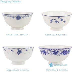 RZKX16-H-P-M-K Plato de Arroz de Cerámica Ecológica con Diseño de Plantas Azules y Blancas de Jingdezhen de 4.5 Pulgadas para Uso en Restaurantes - Product Image 2