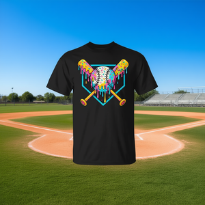 Camiseta para niños con diseño de placa de béisbol y motivos de helado y goteo - Product Image 3