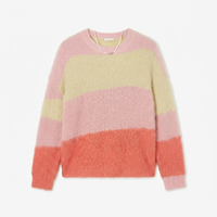 Pull en Mohair Tricoté Respirant à Rayures Amples pour Homme, Col Rond, Manches Longues, Calibre 7GG, 500g, Style Business Décontracté, ODM Automne Hiver