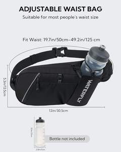 Échantillon gratuit Ceinture de sport imperméable en nylon Sac de taille avec fermeture éclair Porte-bouteille d'eau Candy pour la course en plein air - Product Image 4