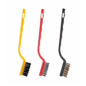 3個ミニワイヤーブラシセットスチール真鍮ナイロンブラシクリーニング研磨詳細金属錆クリーンツールホームキッチンキット - Product Image 3