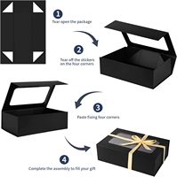 Boîte cadeau rigide avec fermeture magnétique, logo personnalisé, fenêtre transparente, écologique, laminage mat, carton recyclé avec ruban