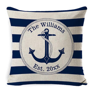 Ancre de bateau de style méditerranéen étoile de mer canapé jeter taie d'oreiller imprimé lin housse de coussin nautique - Product Image 4