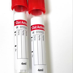 Provetta per Raccolta Sangue in Vetro PET Monouso con Tappo Rosso Antiperdita, Attivatore del Coagulo, 2-10ml 13*75mm per Uso Laboratorio - Product Image 1