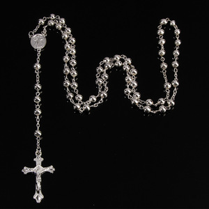 Collar <span class=keywords><strong>de</strong></span> Rosario Religioso con Cuentas en Forma <span class=keywords><strong>de</strong></span> Bola <span class=keywords><strong>de</strong></span> 6 mm, Cadena <span class=keywords><strong>de</strong></span> Eslabones <span class=keywords><strong>de</strong></span> Aleación Chapada en Oro para <span class=keywords><strong>Compromiso</strong></span>, Collar <span class=keywords><strong>de</strong></span> Cuentas <span class=keywords><strong>de</strong></span> Moda Católica - Product Image 3