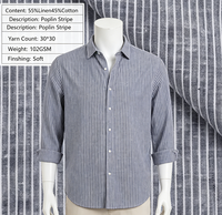 Tissu en stock rayé tissé teint en fil, 55 % lin 45 % coton, respirant, pour chemises formelles, décontractées, uniformes, homme, femme, enfant - Meilleure vente