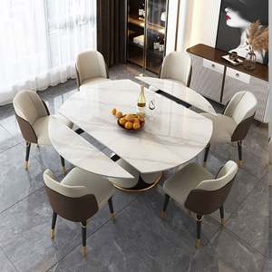 Ensemble de table et chaises de salle à manger modernes, table à dîner extensible en dalle de roche, 6 chaises - Product Image 2