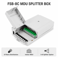 Caja Divisora de Fibra MDU de 8 Núcleos SC PLC, Caja de Distribución Interior FTTH, Divisor Óptico de Montaje en Pared