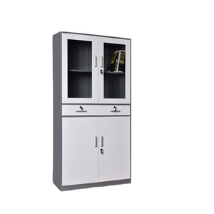 KD Structure Office Use Metal Storage Cupboard Upper Glass Door <strong>Two</strong> Middle <strong>Drawers</strong> <strong>File</strong> <strong>Cabinet</strong> - Product Image 1