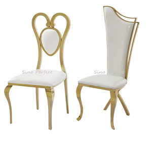 Chaise de salle à manger à dossier haut en acier inoxydable doré, design moderne et luxueux, pour banquet et mariage - Product Image 1