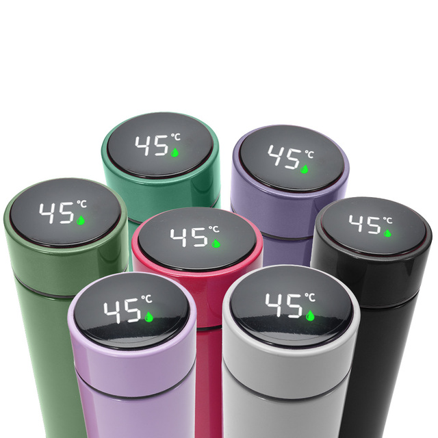 500ml Smart LED Light Double Wall Vacuum Insulation Stainless Steel Water Bottle Temperature Display for Boiling Water