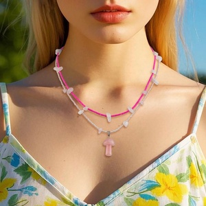 Nuova Collana Girocollo Artigianale da Donna alla Moda con Ciondolo Intrecciato di Perle in Pietra Naturale Colorata, Personalizzata per la Vita Quotidiana - Product Image 2