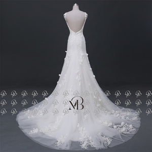 Mily mariée QW01728 3D <span class=keywords><strong>Rose</strong></span> perlé dentelle bretelles Spaghetti dos ouvert femmes sirène robes de mariée robe robes de mariée robe de mariée - Product Image 2