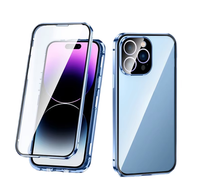 Étui de protection magnétique en métal double face en verre 360° avec protection d'objectif d'appareil photo pour iPhone 16 15 13 14 Pro Max