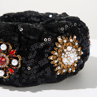 Bandeau à paillettes tressées torsadées Accessoires de cheveux luxueux à larges bords avec perles de diamants Fleurs de raisin