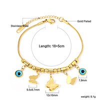 Bracelets en acier inoxydable pour femmes, bijoux fantaisie en forme de papillon avec œil bleu, plaqués or 18 carats sans ternissement, vente en gros Ason