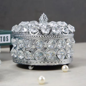 Boîte à bijoux européenne exquise et créative en cristal Nouveau rangement en métal haut de gamme pour bagues, perles, disponible en grandes, moyennes et petites tailles - Product Image 5