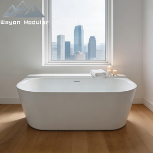 <span class=keywords><strong>Bañera</strong></span> Acrílica Moderna para Ahorrar Espacio, <span class=keywords><strong>de</strong></span> Pared, con Acabado Blanco Brillante, Certificación CUPC y CE - Product Image 1