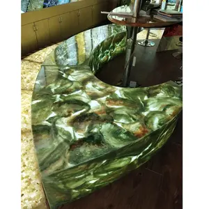 Translucent stone onyx panel for seat bench