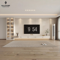 Mur de fond de télévision en bois de luxe, design contemporain, mur de rangement mural, bois massif durable, mur de télévision personnalisé pour projet