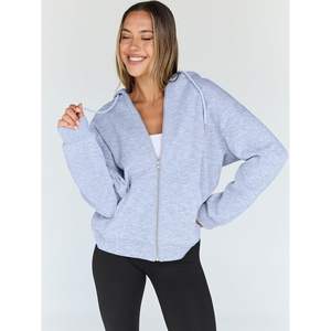 Sudaderas con capucha y cremallera de gran tamaño personalizadas 2025 para mujer, chaquetas informales de moda escolar para Otoño/Invierno, Reina de la moda, - Product Image 1