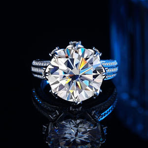 Lujo 10 quilates redondo corte brillante Moissanite compromiso promesa anillos joyería fina boda 925 anillo de plata esterlina para mujeres - Product Image 4