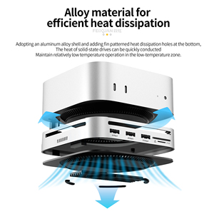 Support en aluminium double 10Gbps SSD 4K 240Hz PD100W Type C <span class=keywords><strong>Audio</strong></span> Docking Station Hard Drive Enclosure USB-C <span class=keywords><strong>Hub</strong></span> pour Mac Mini M4 - Product Image 5