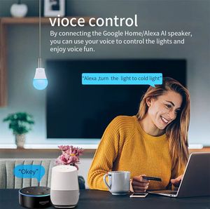 หลอดไฟ LED อัจฉริยะ E27 เปลี่ยนสีได้ RGB ควบคุมผ่าน WiFi วัสดุพลาสติก ใช้หลอด SMD รองรับแอปพลิเคชัน - Product Image 4