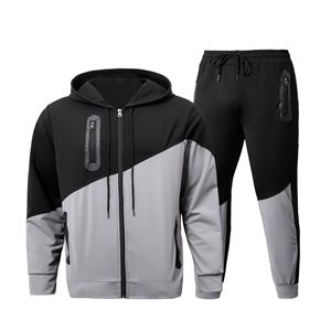 Nieuwkomers Hoge Kwaliteit Contrast Lange Mouw Rits Hoodie Broek Trainingspak Heren Set Jeugdtrainingspakken - Product Image 4