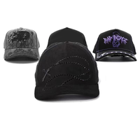 Nueva Llegada Gorras de Béisbol de Gamuza con Visera Curva Muratravis Innedit de 5 Paneles con Pedrería Bordadas Ajustables - Set Completo
