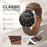 Correa de reloj de cuero genuino cosida de 18mm, 20mm, 22mm para Huawei GT5 GT4 GT3 Pro Samsung Galaxy Watch, correa de hebilla para uso diario