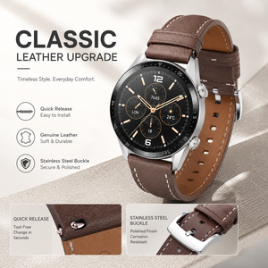 Cinturino per Orologio in Vera Pelle Cucito 18mm 20mm 22mm per <span class=keywords><strong>Huawei</strong></span> GT5 GT4 <span class=keywords><strong>GT3</strong></span> Pro Samsung Galaxy Watch, Cinturino con Fibbia a Perno per Uso Quotidiano - Product Image 4