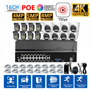 Kit de Sistema de Cámara IP POE TSEye 4MP 5MP 8MP 4K 16CH, Sistema de Vigilancia CCTV Impermeable IP66, Audio Bidireccional, OEM ODM - Product Image 1