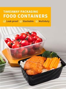 Contenants alimentaires en plastique jetables carrés noirs sans BPA ni PFAS, résistants à la micro-ondes, au congélateur et à l'humidité, pour la restauration en gros - Product Image 3
