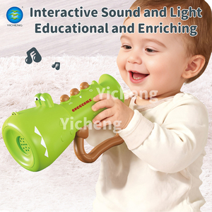 Jouet <span class=keywords><strong>trompette</strong></span> musicale mignon en forme <span class=keywords><strong>de</strong></span> crocodile pour tout-petits, corne musicale avec lumière et son, jouets éducatifs pour le développement <span class=keywords><strong>de</strong></span> la parole - Product Image 6